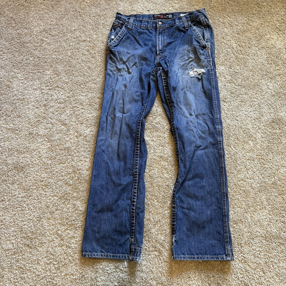Ariat M4 Relaxed Boot Cut Jeans Fire Resistant Mens 34x32.5 Distressed